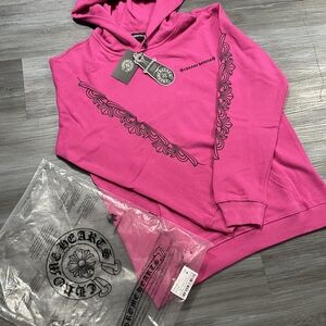Chrome Hearts Fuchsia Hoodie with Black Accents